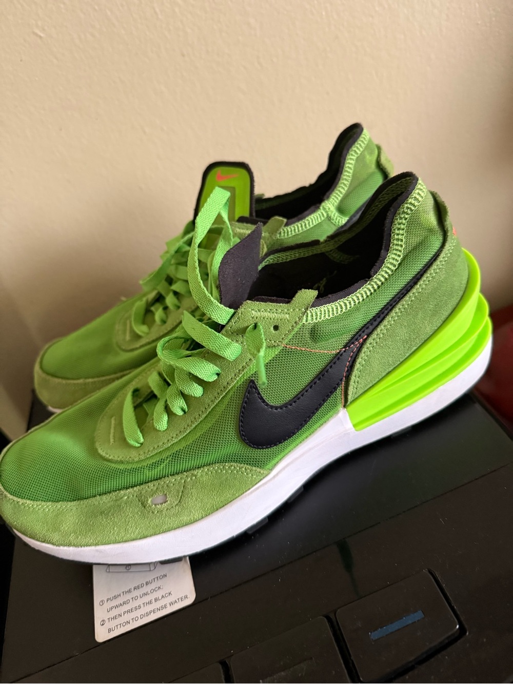 Nike Men’s Neon Green Athletic Sneakers with Black Swoosh